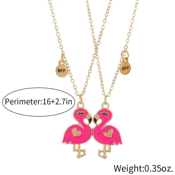 Women's Flamingo Cute Pink Temperature Sensing Matching Couple Charm Necklace - Picture 2 of 5